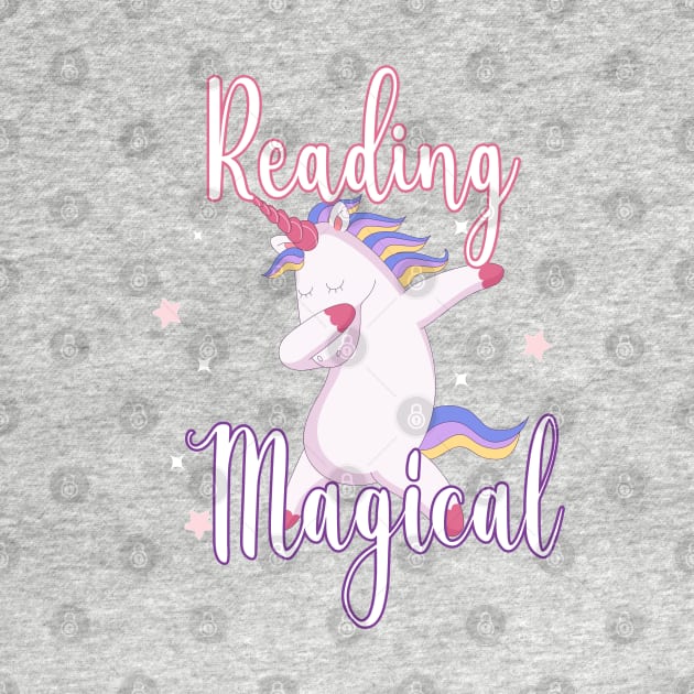 Reading Is Magical Unicorn - Cute Librarian by WassilArt